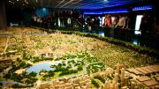 President Faust and GSD dean Mostafavi take in the city model at Shanghai Urban Planning Exhibition Hall (left) on March 19.