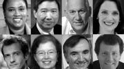 For Overseer: (Top, L-R) Cheryl Dorsey; David Tang; Walter Isaacson; Diana Nelson. (Bottom, L-R): David Heyman; Karen Nelson Moore; Joseph Fuller; Nicholas Kristof