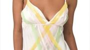 A Colorfield chemise, in silk with mesh streamers 