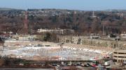 The site of the Allston science complex, where construction came to a halt in 2010.