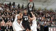 Standout players Kyle Casey (30) and Keith Wright (44) in action as Harvard, in its final home game, beat Princeton 79-67 to clinch a share of the Ivy league championship.