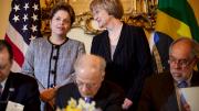 Brazilian President Dilma Rousseff and Harvard President Drew Faust