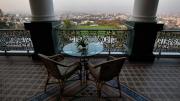 The Falaknuma Palace, another Asaf Jah palace in Hyderabad, looks out over the city. This palace was renovated into India's only seven-star hotel, and is operated by Taj Hotels; Mehrotra's firm consulted on the restoration effort.