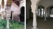 Column detail before and after the restoration