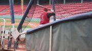 Outfielder J.T. Tomes in the batting cage