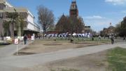 8. Looking east, toward Memorial Hall and the entry stairway down to Loker Commons; new plantings may be placed there during the relandscaping of the plaza.