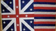 A replica of what may be the earliest known version of the American flag to include stars