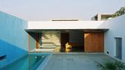 The owner uses this non-chlorinated pool in a central courtyard for lap swimming.