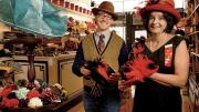 Nancy Sinsabaugh and Salmagundi proprietor Jessen Fitzpatrick display the &ldquo;ladies top hat.&rdquo; 