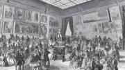 An engraving of artworks displayed at the Salon of 1857, held at the Palais de I&rsquo;Industrie in Paris 