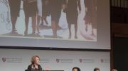 Louise Slaughter makes a point during the panel "Policy and Access to Care: Gender Gaps and Opportunities in the United States." At right are Paula A. Johnson of Harvard Medical School, Ruth J. Katz, and Julie Rovner.