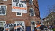 Monday morning's rally featured alumni speakers.