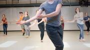 Dance director and senior lecturer Jill Johnson leading Music 12, “The Harvard Dance Project”