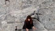 Ellen Harvey in her studio, 2014, working on the unloved