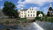 Scenic view of historic Slater Mill in Pawtucket, Rhode Island