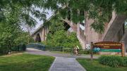 Green parkland surrounds Rhode Island bikeway