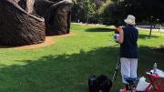 Art classes outside on the lawn draws visitors 