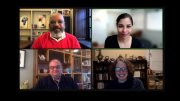 Jerome Offord, Jr., Sara Bleich, Meira Levinson, and Richard Cellini speak via video