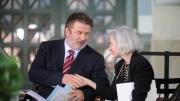 Alec Baldwin with Harvard Law School dean Martha Minow
