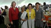 Drew Faust, Ela Bhatt, Barbara Grosz, and the incoming interim dean of the Radcliffe Institute, Lizabeth Cohen 