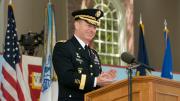 Major General James McConville was the keynote speaker at the ROTC ceremony.
