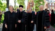 Together for the University's 375th-anniversary year Commencement, all of Harvard's living presidents: Drew Faust (2007-present), Derek Bok (1971-1991, 2006-2007), Neil Rudenstine (1991-2001), Lawrence Summers (2001-2006)
