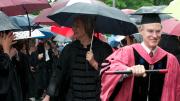An umbrella for President Drew Faust during the Phi Beta Kappa procession to Sanders Theatre