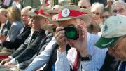 Harvard and Radcliffe College 50th reunioners take in the Commencement scene. With the  camera, Dan Quinn '62