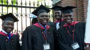 Harvard School of Public Health students queue up for Commencement.