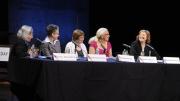 From left to right: Martha Minow, Jennifer Gordon, Linda Greenhouse, Renée Landers, and Kathleen M. Sullivan