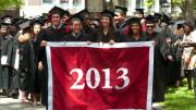 The Class of 2013 processed through the Old Yard to Memorial Church for the Baccalaureate service, which includes an address from President Drew Faust.