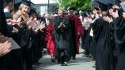 President Drew Faust leads the procession of dignitaries into Sanders Theatre.