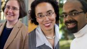 From left: Ann Blair, Nancy E. Hill, and Lakshminarayanan Mahadevan