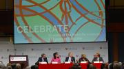 (Left to right) Daniel  Carpenter, RI '08, Lani Guinier ’71, Robert Korstad, Darlene Clark Hine, RI ’04, Tony Horwitz, RI ’06