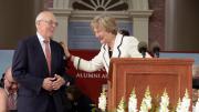 President Faust confers a surprise Harvard Medal on Jack Reardon, who is stepping down as executive director of the Harvard Alumni Association, but remaining active in Harvard affairs.