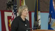 President Drew Faust, “on behalf of all of Harvard,” offered the cadets thanks, encouragement, and appreciation.