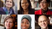 Top row from left: Christine A. Desan, Annette Gordon-Reed, and Tamar Herzog. Second row from left: Mary Lewis, Intisar A. Rabb, Daniel Ziblatt