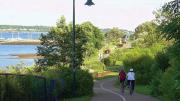 Cyclists of all levels can enjoy the coastal Eastern Promenade Trail in Portland.