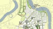 The open-space framework includes "greenways," landscaped paths linking distinct sections of the campus.