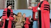 Supreme singer: Tenor Plácido Domingo serenades fellow honorand Ruth Bader Ginsburg, an opera fan, to conclude the conferral of her degree.