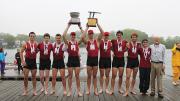 At the Eastern Sprints in Worcester, Harvard’s heavyweights celebrate their win.