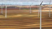 Electricity from towering turbines: wind-energy farm in Ethridge, Montana