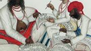 <i>Bankers Receive News from a Dak Runner</i> (detail), India, c. 1850, at the Harvard Art Museums