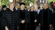 Presidential quartet: Drew Faust, Derek Bok, Neil Rudenstine, and Lawrence Summers.