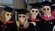 Loyal to their M.B.A. cohort: Carolyn Daly, Stephanie Bartz, Robert Klaber, and Randy Shayler II showed up in matching “HBS Section J 2012” shades. 