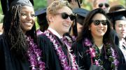 Dressed, and dressed up, to get their degrees: Eliot House-mates Janet Yarboi ’12, Eddie Grom ’12, and Lindsay Louie ’11 