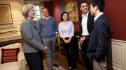 Grand-prize winners of the Harvard University President’s Challenge for social entrepreneurship meet with President Drew Faust. Team Vaxess Technologies includes (from left) Michael Schrader, Kathryn Kosuda, Livio Valenti, and Patrick Ho.