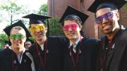 Nearing the end of the rainbow: Winthrop House comrades and imminent graduates (from left) Nicholas L. Moore, Andrew K. Cohen, Blaine Bolus, and Yusef Jordan