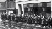 A disaster made worse by ill-informed policies: unemployed workers on a Great Depression bread line, c. 1930 