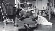 Eve, in her mother&rsquo;s East Village sculpture studio, with Mary Ann in the background